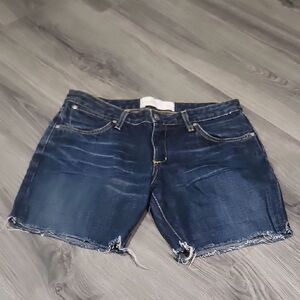 Paper Denim Cloth Dark Old Vintage Raw Hem Denim Shorts